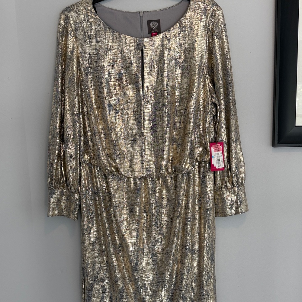 Vince Camuto Metallic Textured Dress